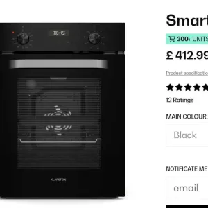 Духовка кухонна врізна вбудована 45 см Klarstein SmartSlim 49L  Біла-Чорна