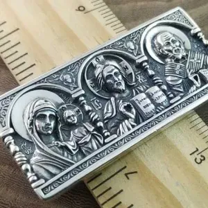 Серебряная икона водителя оберег молитва. Срібний оберіг водія амулет