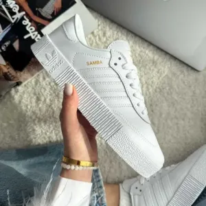 Кросівки Adidas Samba Platform Triple White premium | Кроссовки Адидас жіночі чоловічі