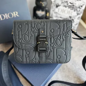 Сумка чоловіча чорна Christian Dior Saddle натуральна шкіра диор