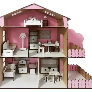 Ляльковий будиночок з мансардою «TREE HOUSE» Рожевий, білий та інші з ХДФ