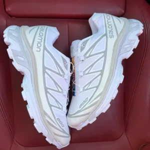 (БЕЗ ПЕРЕДОПЛАТИ) Salomon XT-6 Advanced LAB White білосніжні кросівки з червоно-жовтими акцентами та швидкою шнурівкою