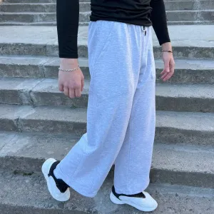 Чоловічі сірі спортивні штани oversize wide leg стиль streetwear