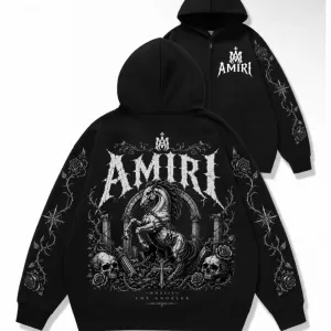 Зип худи Amiri Custom logo Унисекс черные амири кофта толстовка лонгслив свитшот Новинки Ексклюзивный принт