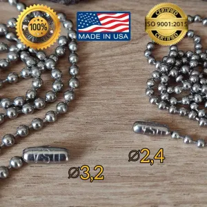 Посилені Армійські ланцюжки (∅3,2мм) Нержавійка Т304  - до  22кг