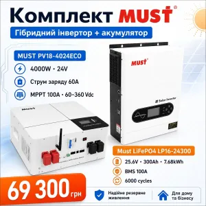 Продам готовий комплект резервного живлення MUST для дому квартири офісу магазину та бізнесу