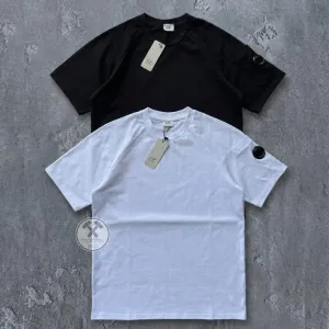 Футболка CP Company Лінза чоловіча чорна, біла | Мужская футболка СП Компани линза черная, белая