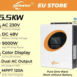 Гибридный инвертор 6.5KW 48V  jsdsolar 9000Watt солнечного поля с WiFi