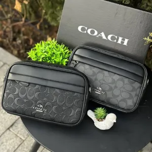 Сумка Coach мужская черная сумка Коач черная Коуч шкіряна чорна сіра | Месенджер чорний Коач чоловічий барсетка Coach кожаная сумка через плечо Коуч