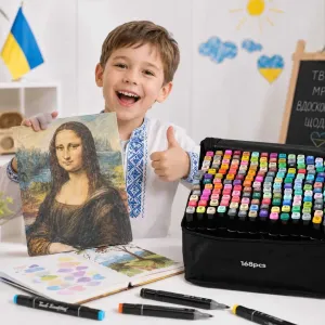 Набір двосторонніх спиртових маркерів для скетчингу та малювання Touch у зручному чорному чохлі-сумці професійні фломастери для художників і творчості