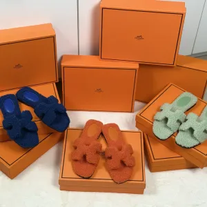 Жіночі шльопанці Hermes Oran Teddy хутряні / Shearling 36-39