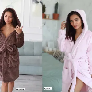 Махровый мягкий и стильный женский халат на запах