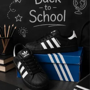 Adidas Superstar жіночі кросівки 35–41 | Чорні з білим | Новинка підросток  женские адідас суперстар мода 2000Х новинка 2026 популярные кроссовки