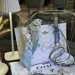 Сумка Coach / сумочка коач коуч блакитна біла