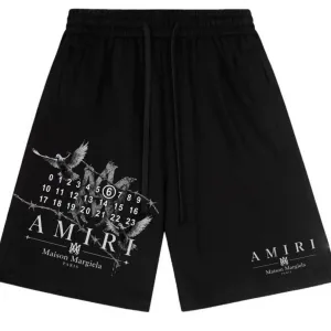 Шорты Maison Margela paris x Amiri Logo колоборация мейсон марждели и амири цвет черный Новинка
