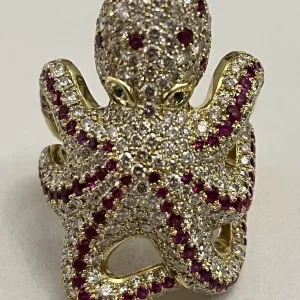 Magerit  Золотое кольцо Осьминог 5.23 ct Бриллианты Рубины Изумруды