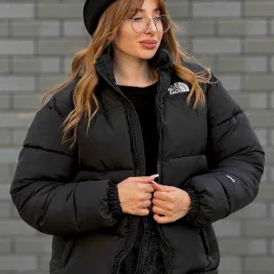 Жіночий пуховик The North Face чорний зимовий ТНФ з капюшоном XS S M L XL куртка