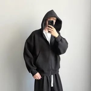 Оверсайз зіп худі чорне базове boxy fit oversize  нове тепле baggy zip hoodie кофта на замку зіпка зип худи черные теплый бегги зип худи флис S M L XL