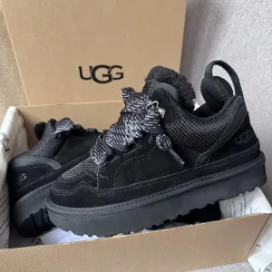 UGG Lowmel Sneaker Black жіночі уггі ловмел чорні на овчині теплі зимові