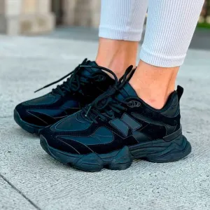 Кросівки жіночі Stilli (36-41) — чорні, замша, шкіра | у стилі New Balance 9060, на осінь, шкіряні