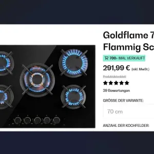 Газова плита варильна поверхня Klarstein GoldFlame 5
