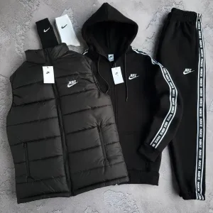 Чоловічий зимовий спортивний костюм найк набір [3в1] Nike [s-xxl] + шкарпетки в подарунок!