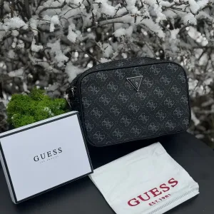 Сумка Guess Vezzola Smart через плече барсетка Гуес мужская Гесс чорна | Мессенджер шкіряний Гуес чоловічий сірий сумка Guess чорна кожанная