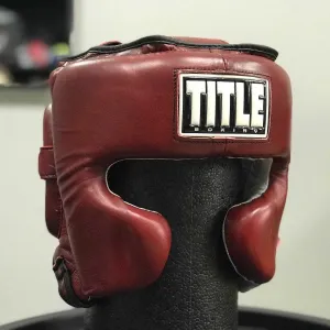 Боксерский шлем TITLE Boxing Blood Red Leather Sparring Headgear