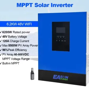 NEW Гібридний сонячний інвертор EASUN 6.2kW 48V SMT / Гибридный солнечный инвертор EASUN 6.2kW 48V SMT