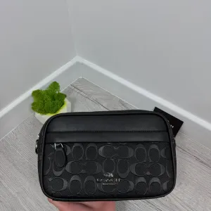 Чоловіча сумка через плече Coach чорна | Кросбоді | Екошкіра | Сумка Коуч чорна чоловіча