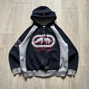 Ecko Unltd big logo rino zip hoodie vintage rare skate hiphop style