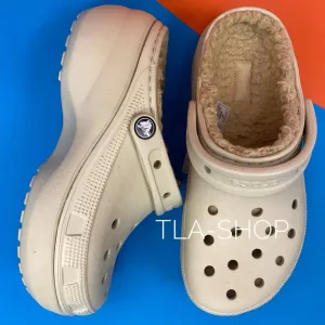 New Crocs Classic Platform Lined крокси з хутром  жіночі сабо