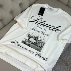 Белая футболка с принтом Rhude мужская футболка коттон f733