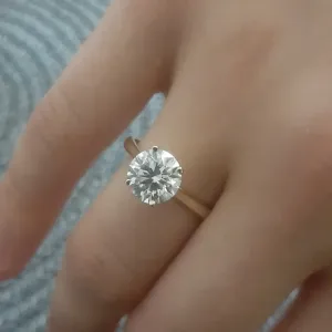 Золотое кольцо, 2.3 ct натуральный большой бриллиант с сертификатом