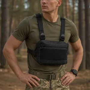 Качественная нагрудная сумка с патч панелью. Cordura 1000 D. Цвет: черный.