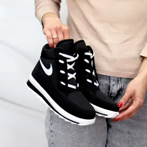 Ботинки дутики черные nike зимние кроссовки сапоги женские подросток