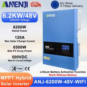 гібридний сонячний інвертор ANENJI ANJ‑6200W‑48V‑WIFI