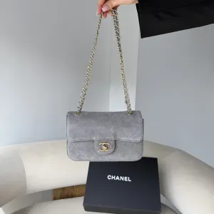 Сумка Chanel Mini Flap Bag замшева сіра