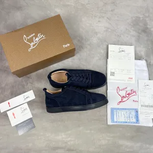 Christian Louboutin Louis Junior мужские кеды с красной подошвой, синие, размер 44