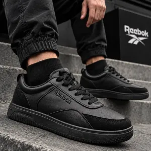 Черные класические кросовки рибок на каждый день Reebok повседневные Натуральная кожа ! Приемлемая цена
