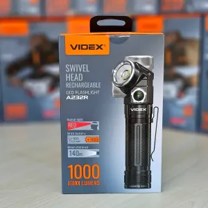 VIDEX A232R - 3р ГАРАНТІЇ. Якісний акумуляторний ліхтарик з червоним світлом. Відекс 232 налобний та ручний ліхтар з магнітом, для військових; Фонарік