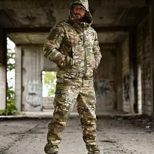 Тактический костюм OMEGA Мультикам демисезонный на флисе , Softshell Рипстоп , Военная форма