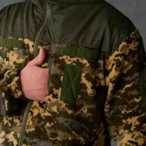 Флісова кофта МІКРОФЛІС Olive Pixel мультикам A5 Олива | Тактична військова кофта | Фліска ЗСУ | Тепла кофта | Military | Осінь Зима Весна