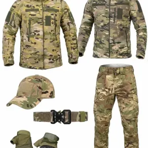 Тактичний костюм 5в1 STABITEX Мультикам | Тактичний комплект | Softshell | Фліс | Штани | Бейсболка | Ремінь | Рукавички | Військовий одяг Multicam