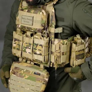 Плітоноска 4 точки скидання Single sword мультикам CORDURA 1000D з рюкзаком бронежилет Plate Carrier Molle з напашником 7 підсумків