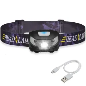 Акція! Налобний ліхтарик з червоним світлом, зарядка USB, 8 год.