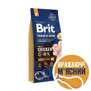 Brit Premium Dog Adult M сухий корм для собак 15 кг - курка