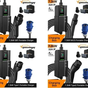 GUWIEYG Зарядное устройство 7.2kW 32А + WIFI (Type 1 / Type 2 / Tesla / GBT)