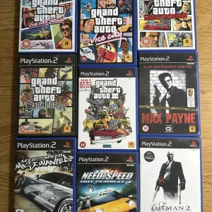 Sony PlayStation 2: GTA San Andreas, Vice City Stories, Liberty City Stories, Max Payne Need for Speed Most Wanted, Manhunt God of War, Harry Potter