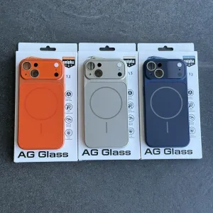 Чохол iPhone 13 | 14 Ag Glass матовий скляний з MagSafe дизайн айфон 17. Чехол айфон 13 | 14 в стиле айфон 17 из защитой камер